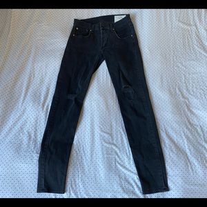 Rag and Bone Distressed Black Denim Fit 2 Size 33